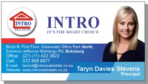Business card printed for Intro Real Estate