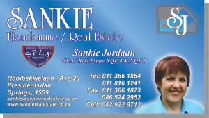 Business card printed for Sankie Real Estate